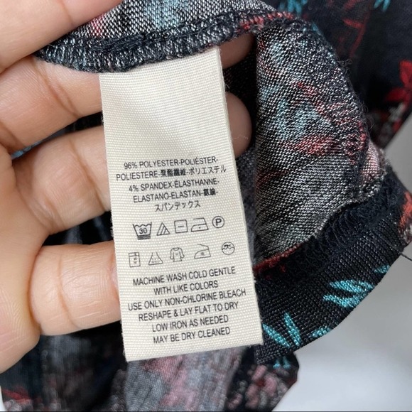 Free People Black Floral Blouse with ruffle overlay size XS Dock Street Top - Picture 4 of 9